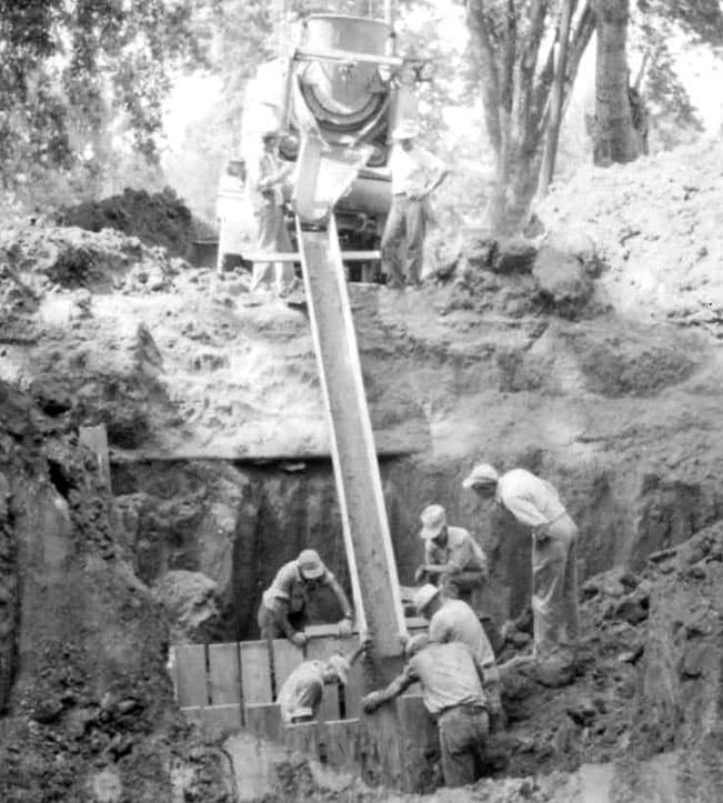 Historic photo of concrete pour