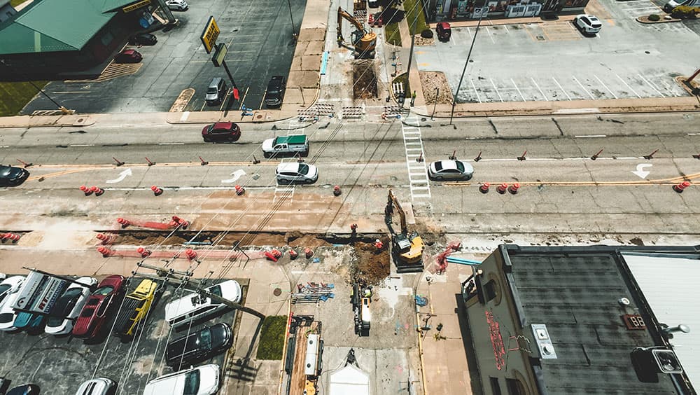 roadwork aerial view