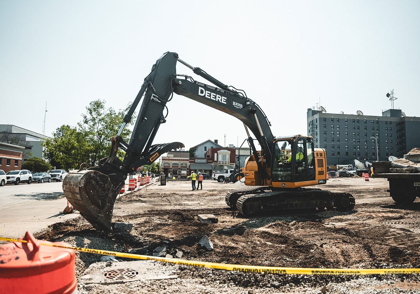earth-work-digger dirt work with digger at job site